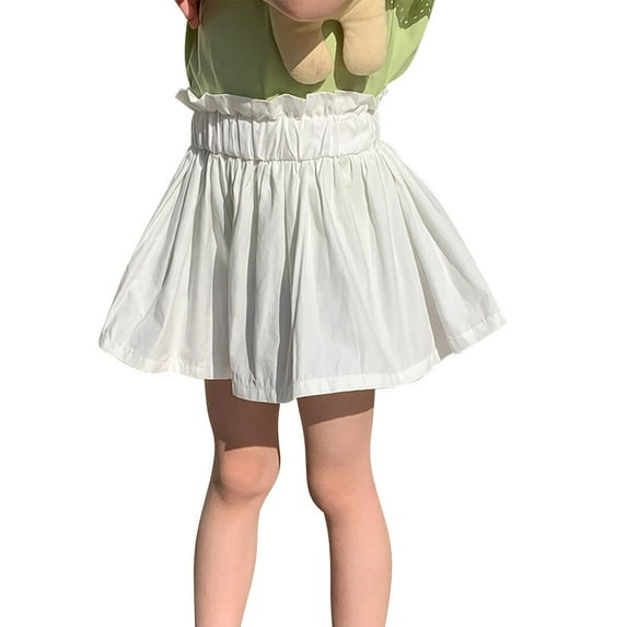 Odeerbi 1-9 Years Toddler Girls Summer Cotton Linen Shorts Ruffle Wide Leg Shorts Casual Breathable Solid Color Cute Leisure Shorts