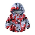 thumbnail image 1 of Odeerbi 1-9Y Toddler Boys Girls Winter Coat Windbreaker Children's Double Zipper Printed Hooded Jackets Windbreaker Coat Baby Clothes Red, 1 of 9