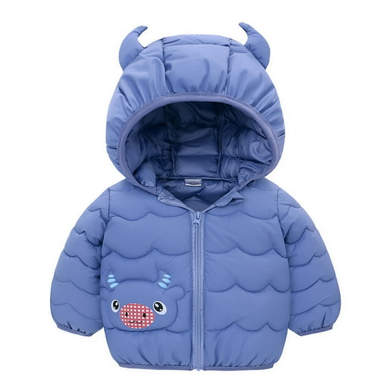 Odeerbi 12M-5Y Toddler Boys Girls Padded Coats Winter Coat Kids Cute Down Jacket With Ear Hoodie Spring Clothes Infant Children's Clothing Coat Baby Clothes Blue