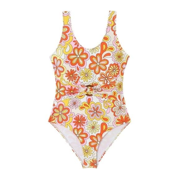 Odeerbi 13-16 Years Teen Girls One Piece Swimsuit Summer Beach Hawaiian Beachwear Floral Bathing Suit Swimwear