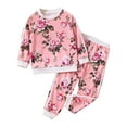 thumbnail image 1 of Odeerbi 18M-6Y Kids Girls Cotton Sweatsuits Outfits Floral Long Sleeve Sweatshirt Jogger Pants Two-piece Set Casual Loungewear Kids Girls Clothes, 1 of 8