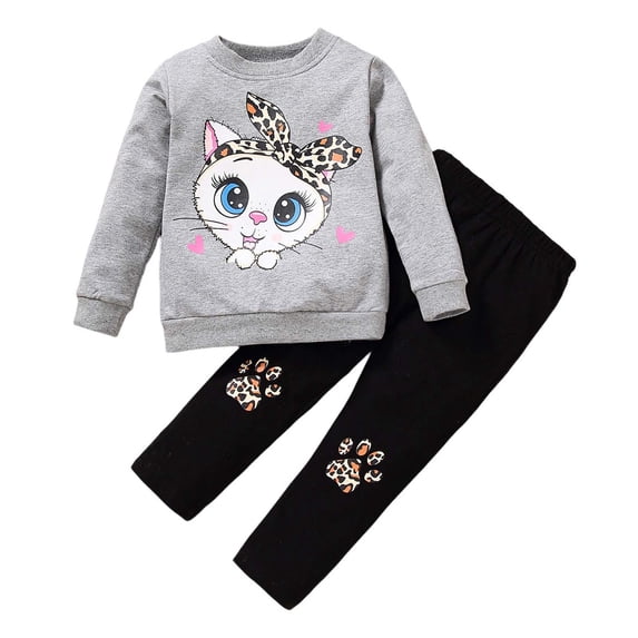Odeerbi 18M-6Y Kids Girls Outfits Long Sleeve Sweatshirt Leggings Two-piece Set Casual Loungewear Kids Girls Clothes