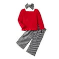 thumbnail image 1 of Odeerbi 18M-8Y Toddler Girls Cotton Outfits Long Sleeve Tops Striped Wide Leg Pants Two-piece Set Casual Loungewear Toddler Girls Clothes, 1 of 5