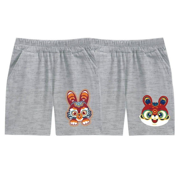 Odeerbi 2-10 Years Kids Boys 2 PCS Summer Cotton Bermuda Shorts Cute Print Elastic Waist Casual Shorts