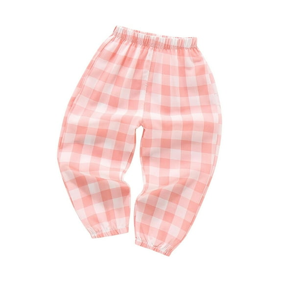 Odeerbi 2-10 Years Kids Boys Girls Cotton Bloomers Summer Plaid Jogger Pants Checkered Printed Breathable Lantern Pants Haren Pants