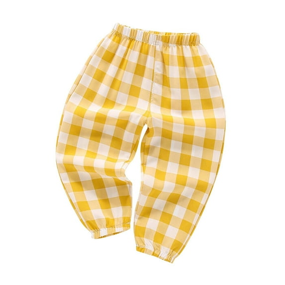 Odeerbi 2-10 Years Kids Boys Girls Cotton Bloomers Summer Plaid Jogger Pants Checkered Printed Breathable Lantern Pants Haren Pants