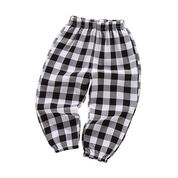 Odeerbi 2-10 Years Kids Boys Girls Cotton Bloomers Summer Plaid Jogger Pants Checkered Printed Breathable Lantern Pants Haren Pants