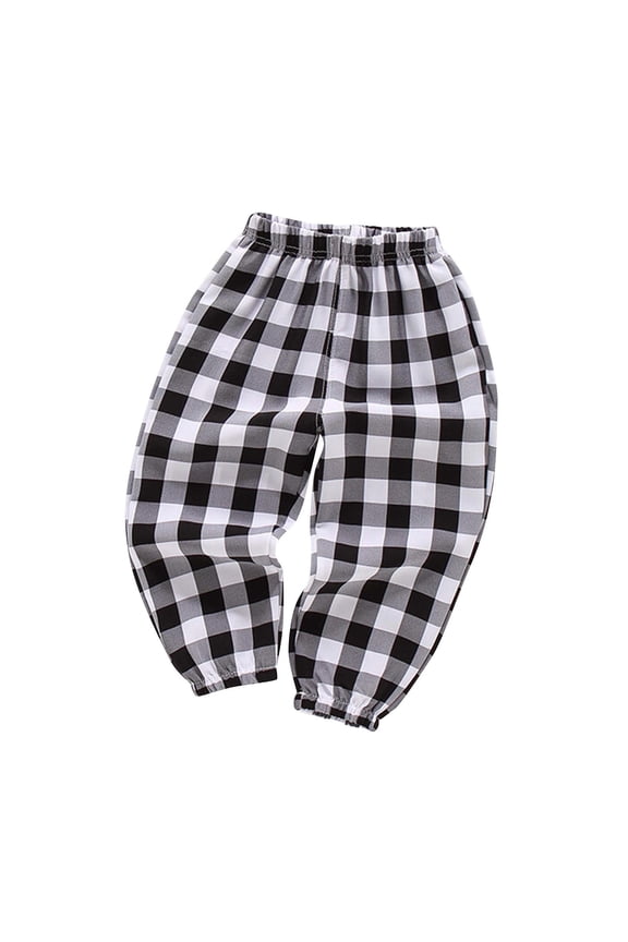 2-10 Years Kids Boys Girls Cotton Bloomers Summer Plaid Jogger Pants Checkered Printed Breathable Lantern Pants Haren Pants