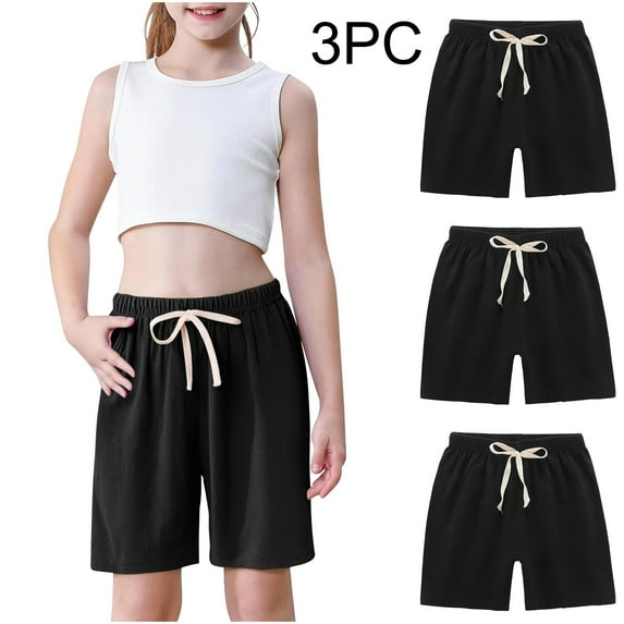 Odeerbi 2-10 Years Toddler Boys Girls 3 PCS Summer Cotton Linen Shorts Workout Athletic Sports Shorts Cute Solid Color Breathable Soft Shorts