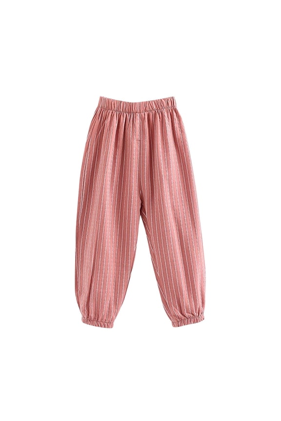 2-10 Years Toddler Boys Girls Cotton Bloomers Summer Striped Jogger Pants Solid Color Breathable Lantern Pants Haren Pants