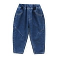 thumbnail image 1 of Odeerbi 2-10 Years Toddler Boys Girls Jeans Jogger Denim Pants Solid Color Mid Waist Cowboy Jeans with Pocket, 1 of 9