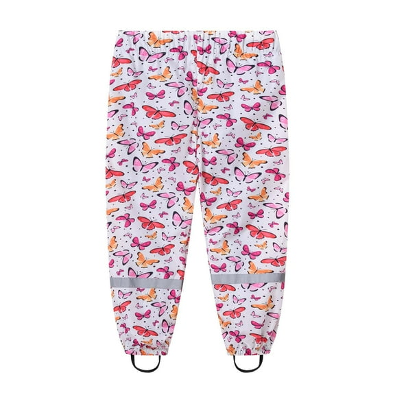 Odeerbi 2-10 Years Toddler Boys Girls Rain Pants Cute Waterproof Lightweight Reflective Rain Wear Student Outdoor Rain Trousers