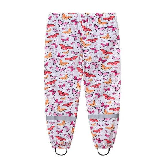 Odeerbi 2-10 Years Toddler Boys Girls Rain Pants Cute Waterproof Lightweight Reflective Rain Wear Student Outdoor Rain Trousers