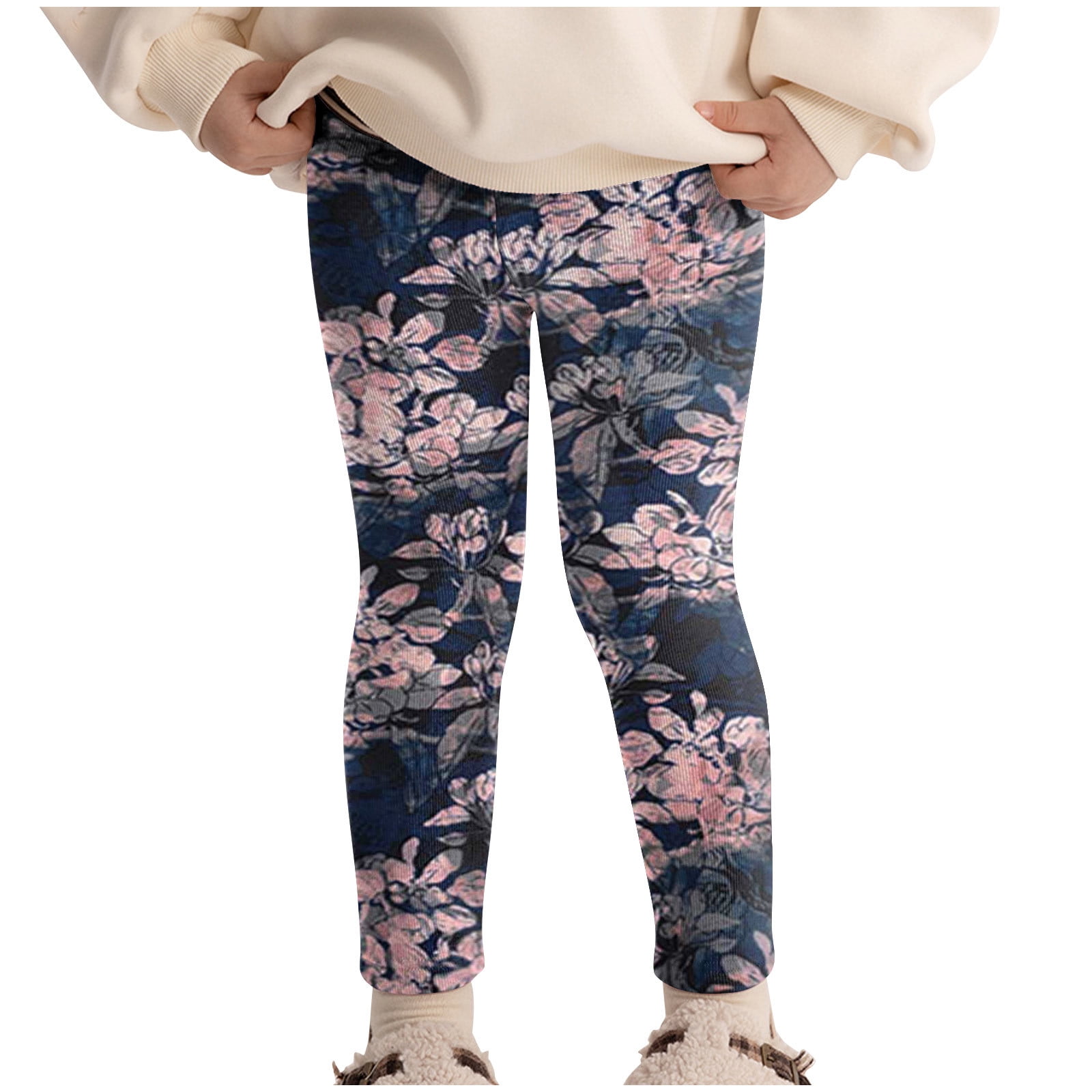 Odeerbi 2-11Y Kids Girls Fleece Leggings Fall Winter Elastic Pants ...