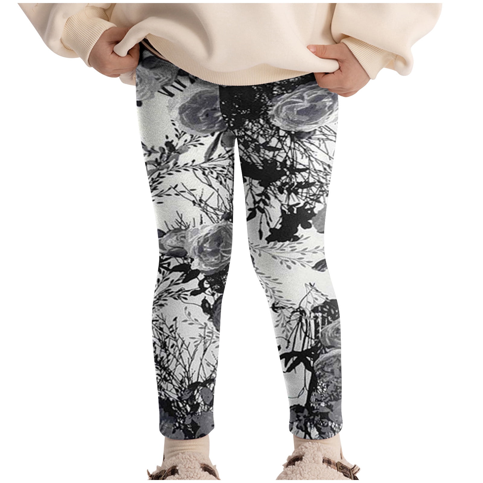 Odeerbi 2-11Y Toddler Girls Fleece Leggings Fall Winter Elastic Pants ...