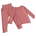 thumbnail image 1 of Odeerbi 2-12 Years Kids Boys Girls Modal Pajamas Long Sleeve Loungewear High Waisted Pants Set Solid Color Sleepwear Children's Casual Two-piece Pajama Set Kids Boys Girls Clothes, 1 of 4