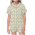 thumbnail image 1 of Odeerbi 2-12 Years Kids Boys Girls Summer Satin Pajamas Notched Lapel Short Sleeve Shirts Shorts Set Soft Loungewear Floral Print Sleepwear Kids Boys Girls Clothes, 1 of 6