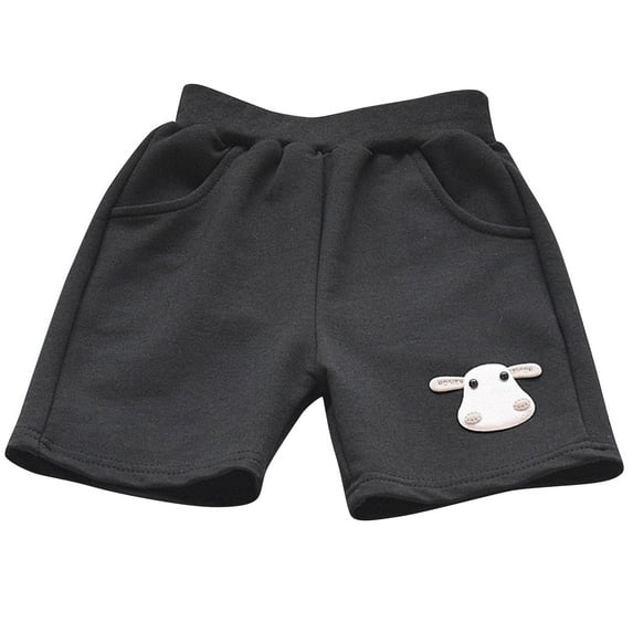 Odeerbi 2-12 Years Kids Boys Girls Summer Sports Bermuda Shorts Cow Embroidered Workout Athletic Cotton Shorts Elastic Waistband Cute Breathable Mid Length Pants
