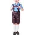 thumbnail image 1 of Odeerbi 2-12 Years Toddler Boys Summer Oktoberfest Gentleman Formal Dress Suit Casual Plaid Dress Shirt Overall Shorts with 2PCS Socks Three Pieces Set Toddler Boys Clothes, 1 of 5