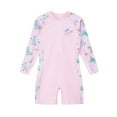 thumbnail image 1 of Odeerbi 2-12 Years Toddler Girls Long Sleeve Rash Guard Swimsuits Summer Beach One Piece Athletic Training Swimsuit Hawaiian Surfing Swimwear Half Zip Sun Protection Bathing Suit, 1 of 5