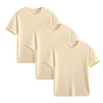 thumbnail image 1 of Odeerbi 2-12Y 3PCS Kids Boys Girls Cotton T-Shirt Summer Short Sleeve Shirts Soft Cotton Basic Tees Solid Color Top Beige, 1 of 6