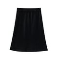 thumbnail image 1 of Odeerbi 2-12Y Kids Girls Ice Silk Skirt Solid Color Midi Skirt Children Casual Loose Breathable Pleated Skirt Black, 1 of 6