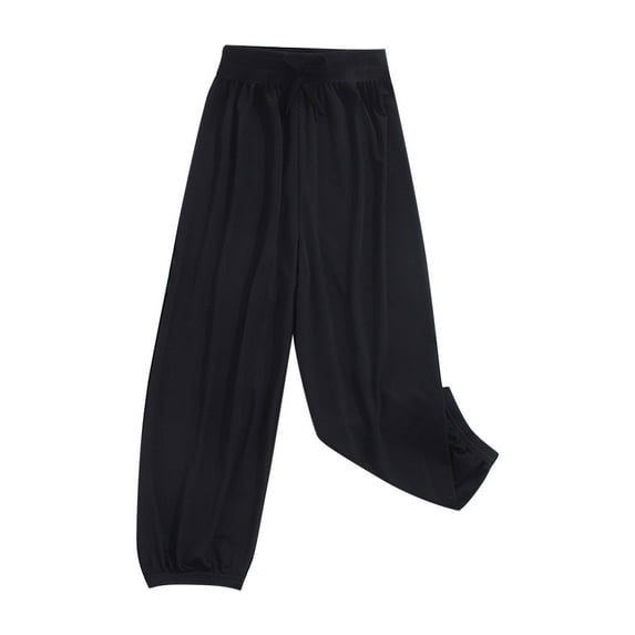 Odeerbi 2-13 Years Kids Girls Ice Silk Sweatpants Summer Workout Athletic Sports Jogger Pants Solid Color Loose Casual Joggers