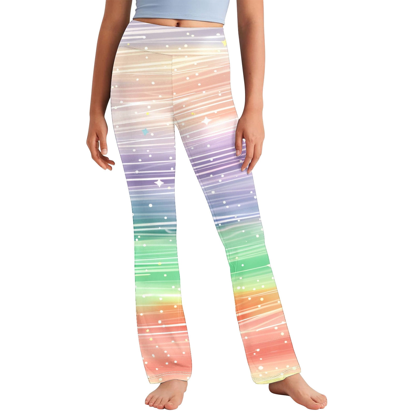 Odeerbi 2-13 Years Teen Girls Wide Leg Yoga Pants Tie-Dye Workout Dance ...