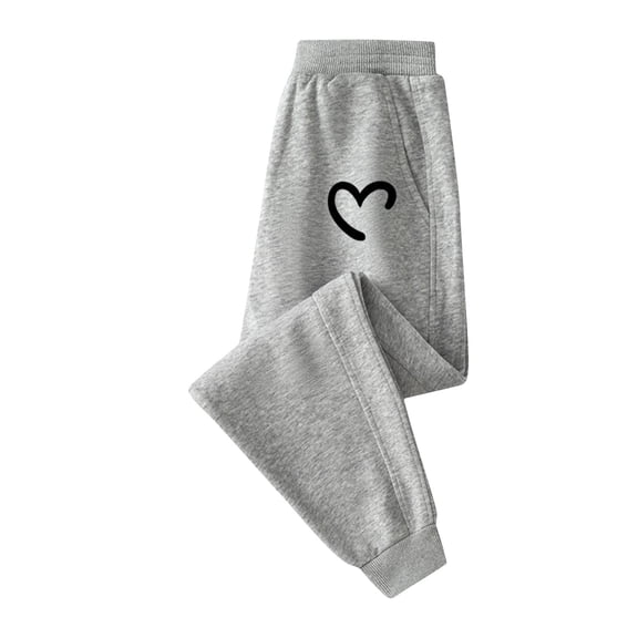 Odeerbi 2-13 Years Toddler Girls Cotton Sweatpants Love Print Workout Athletic Sports Jogger Pants Comfortable Elastic Waist Casual Loose Joggers