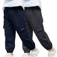 thumbnail image 1 of Odeerbi 2-14 Years Kids Boys 2 PCS Cargo Pants Athletic Sports Jogger Pants Spring Summer Solid Color Casual Work Pants with Pocket, 1 of 8