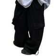 thumbnail image 1 of Odeerbi 2-14 Years Kids Boys Cargo Pants Athletic Sports Wide Leg Pants Solid Color Casual Zipper Work Pants with Pocket, 1 of 4