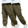 thumbnail image 1 of Odeerbi 2-14 Years Teen Boys 2 PCS Cargo Pants Athletic Sports Jogger Pants Spring Summer Solid Color Casual Work Pants with Pocket, 1 of 8