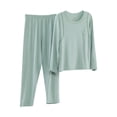 thumbnail image 1 of Odeerbi 2-16 Years Teen Boys Girls Summer Cotton Pajamas Long Sleeve Tops Pants Set Soft Loungewear Solid Color Sleepwear Two-piece Pajama Sets Teen Boys Girls Clothes, 1 of 6