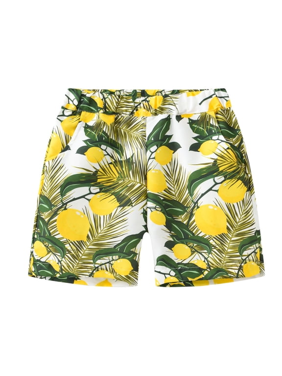 2-16 Years Toddler Boys Beach Swim Trunks Hawaiian Print Swimming Trunks Quick Drying Swimsuit Shorts Children's Summer Elastic Waisted Swimwear Pants