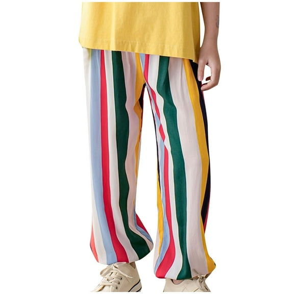 Odeerbi 2-16 Years Toddler Boys Girls Bloomers Summer Striped Jogger Pants Casual Loose Lantern Pants Haren Pants