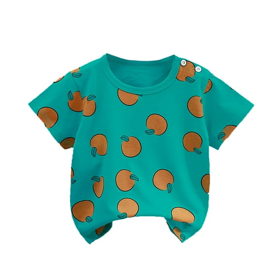 Odeerbi 2-6Y Toddler Boys Girls Cute Print Cotton T-shirt Children's Short-sleeved T-shirt Summer Top Baby Clothes Green