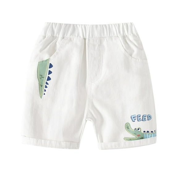 Odeerbi 2-7 Years Kids Boys Cargo Shorts Dinosaur Print Summer Cotton Bermuda Shorts Athletic Sports Shorts Elastic Waist Cropped Work Pants