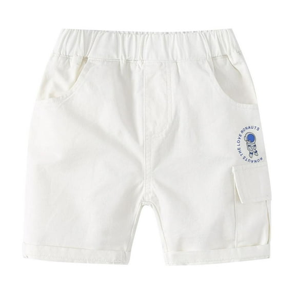 Odeerbi 2-7 Years Kids Boys Cargo Shorts Summer Cotton Bermuda Shorts Athletic Sports Shorts Solid Color Elastic Waist Work Pants