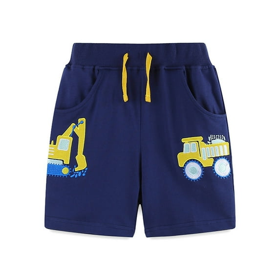 Odeerbi 2-7 Years Kids Boys Summer Cotton Shorts Excavator Truck Athletic Sports Shorts Cute Casual Breathable Shorts