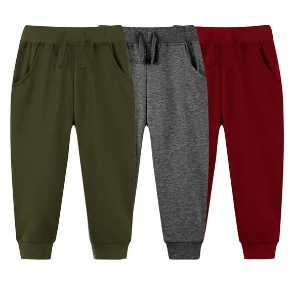 Odeerbi 2-7 Years Toddler Boys Girls 3 PCS Sweatpants Workout Athletic Sports Jogger Pants Summer Solid Color Long Joggers