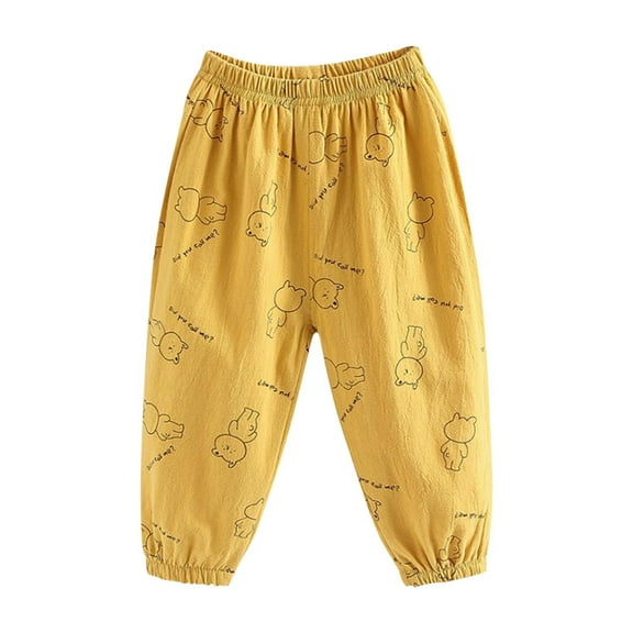 Odeerbi 2-7 Years Toddler Boys Girls Cotton Sweatpants Cute Print Workout Athletic Sports Jogger Pants Summer Breathable Loose Casual Joggers