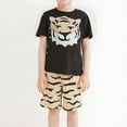 thumbnail image 1 of Odeerbi 2-7 Years Toddler Boys Summer Outfits Tiger Print Cotton Short Sleeve T-Shirt Shorts Two-piece Set Graphic Casual Loungewear Toddler Boys Clothes, 1 of 3