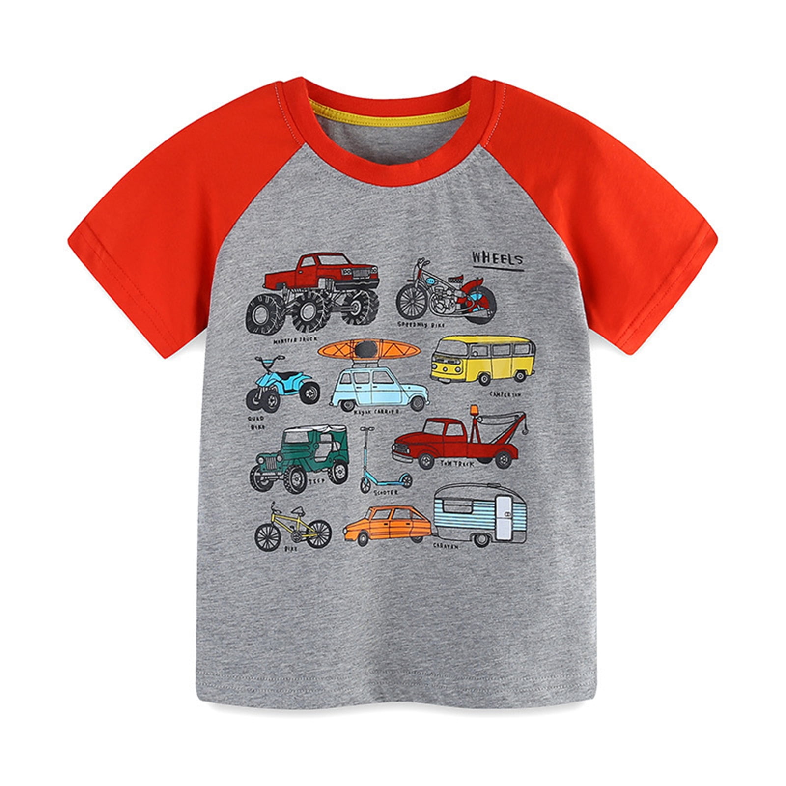 Odeerbi 2-7Y Kids Boys Excavator Truck Baseball Tee Shirt