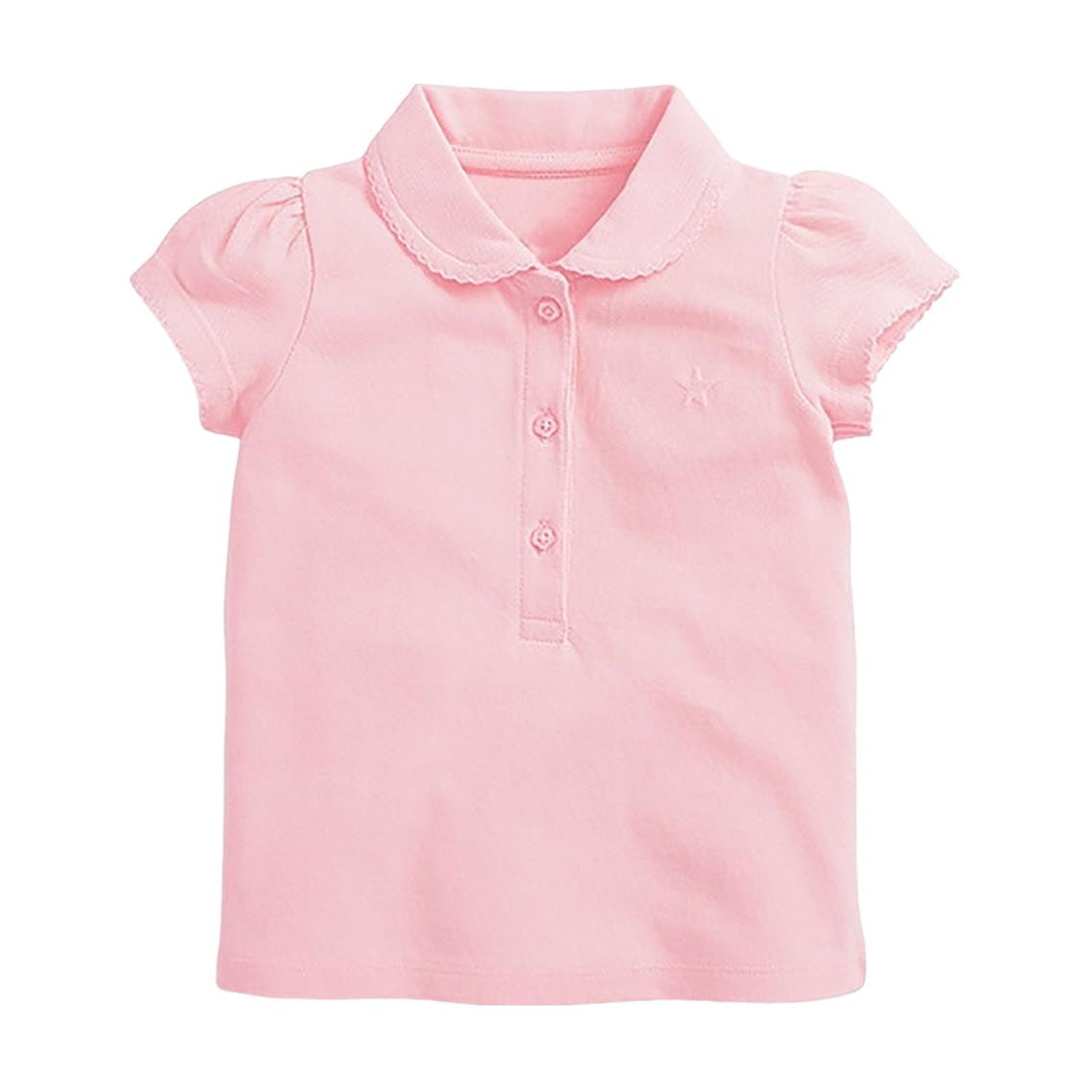 Girls Peter Pan Collar Short Sleeve Shirt