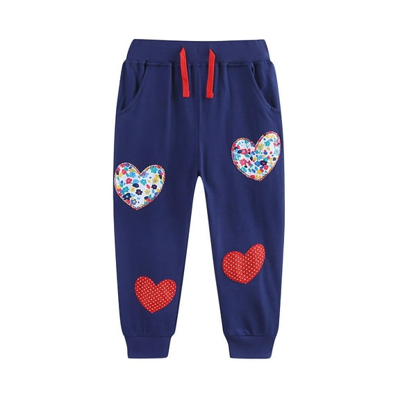 Odeerbi 2-8 Years Toddler Boys Cotton Sweatpants Love Print Workout Athletic Sports Jogger Pants Cute Elastic Waist Joggers