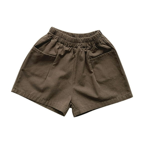 Odeerbi 2-8 Years Toddler Boys Girls Summer Cotton Shorts Solid Color Casual Shorts with Pockets