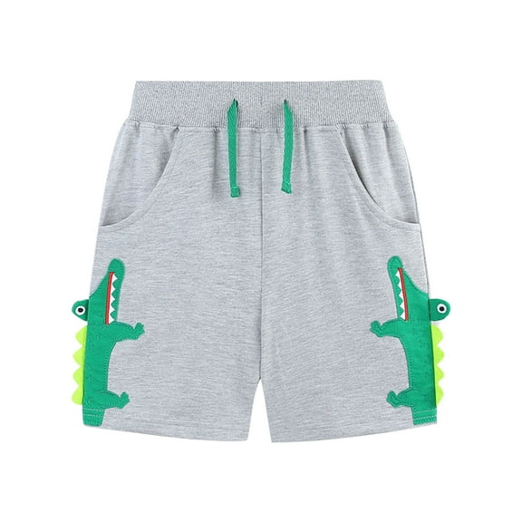 Odeerbi 2-8 Years Toddler Boys Summer Sports Bermuda Shorts Dinosaur Embroidered Workout Athletic Cotton Shorts Cute Casual Breathable Shorts