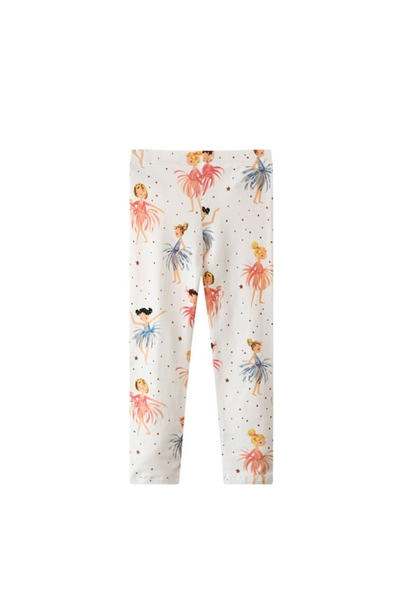 2-8 Years Toddler Girls Cotton Leggings Cute Print Stretchy Tights Compression Pants Casual Pajama Trousers