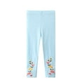 thumbnail image 1 of Odeerbi 2-8 Years Toddler Girls Cotton Leggings Floral Embroidered Stretchy Tights Compression Pants Casual Pajama Trousers, 1 of 5