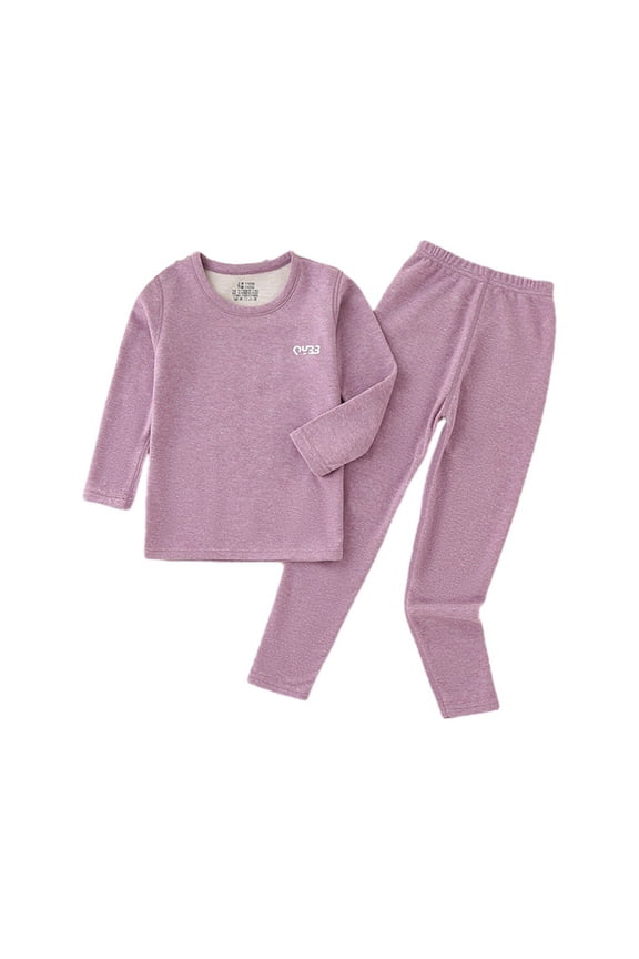 2-8Y Toddler Boys Girls 2 Pieces Long Johns Outfits Pajama Sets Warm Pajamas Coat Pants Suit Novelty Long Sleeved Warm Sleepwear Baby Clothes Purple